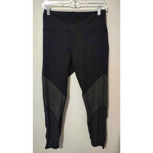 Fabletics | Powerhold Black Cropped Leggings Mesh Detail Size S/M